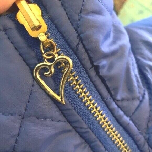 Delta Delta Delta DDD Sorority Fleece Lined Puffer Royal Blue Vest Heart Zip M - Picture 5 of 8